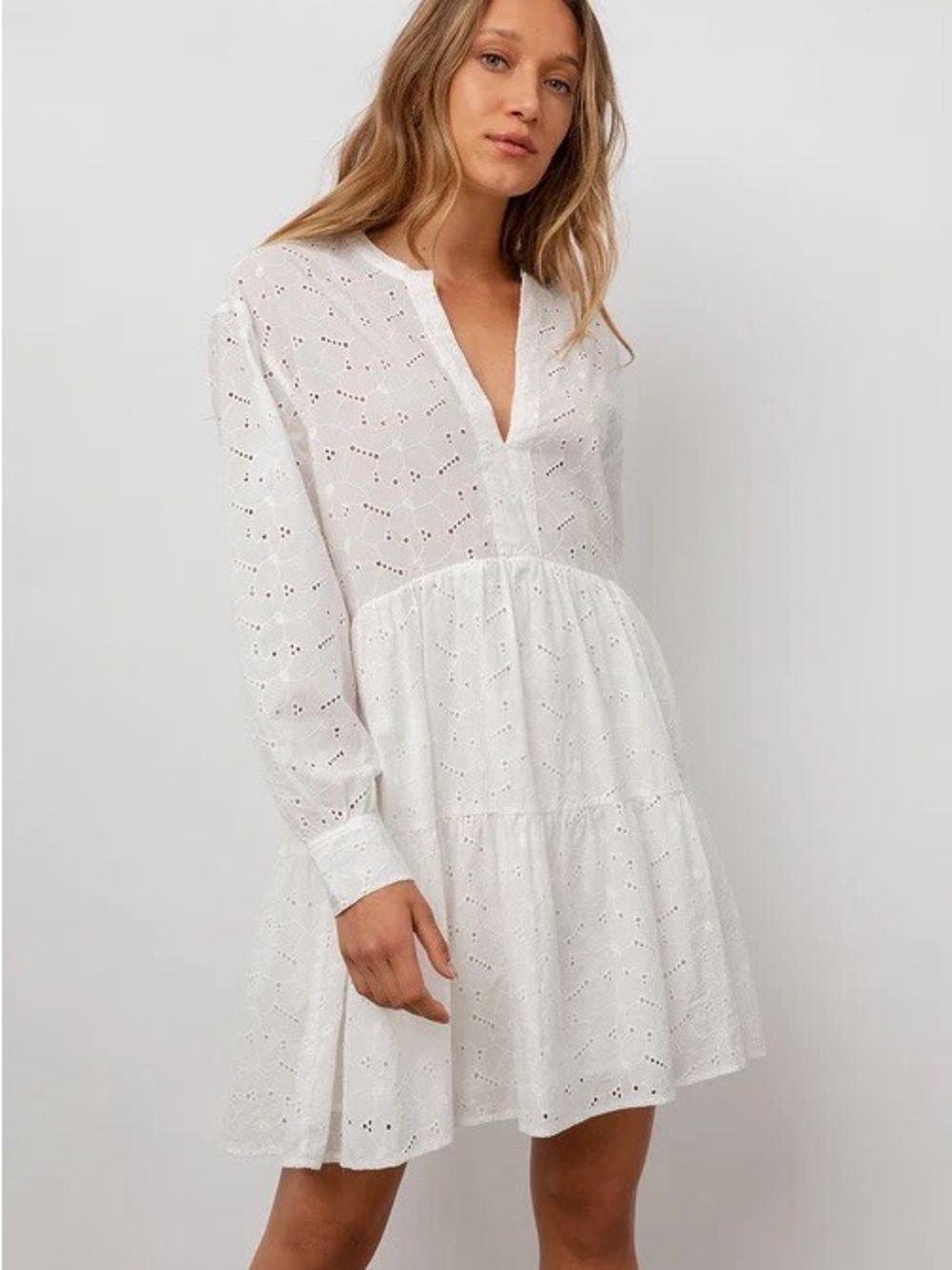 Rails White Eyelet Tiered Tunic